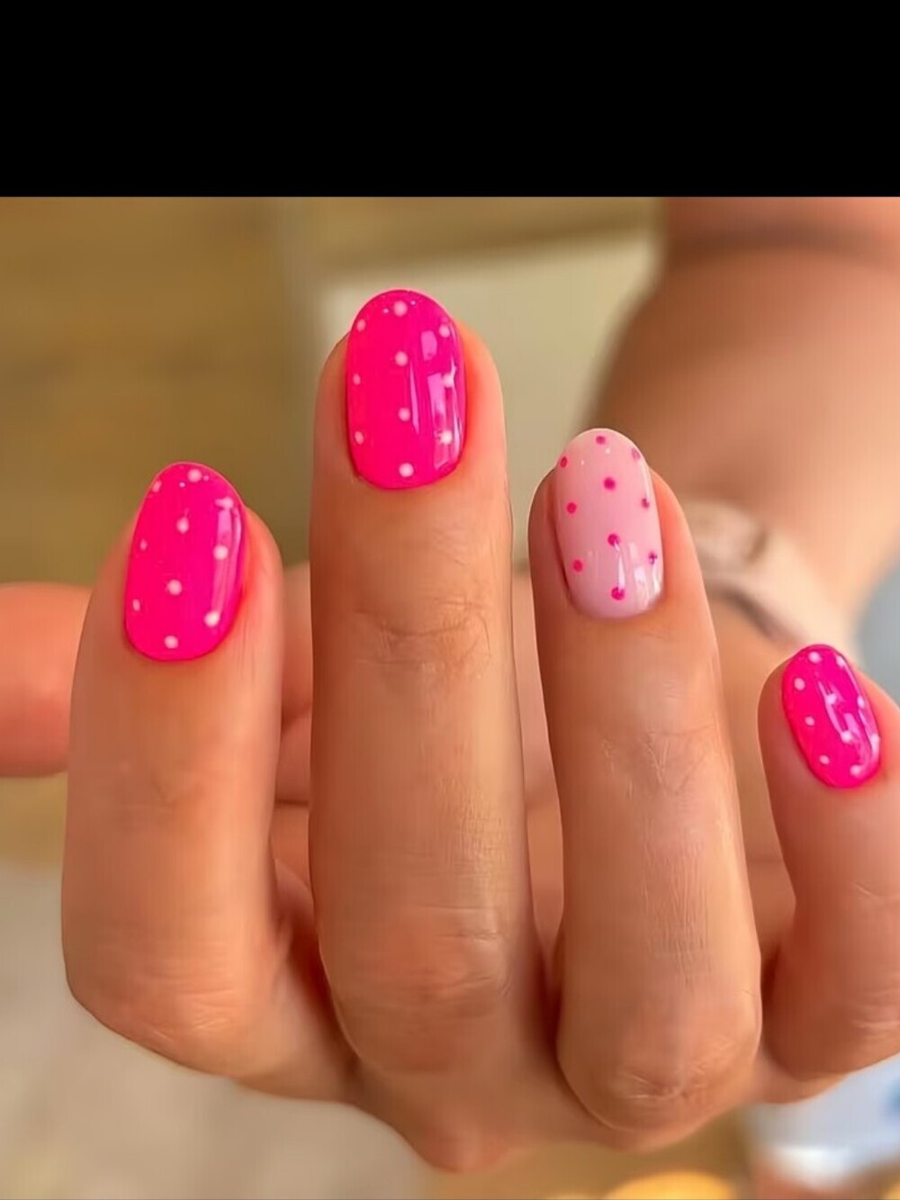 🔥3/$21 Hot Pink Polka Dot Press On Nails